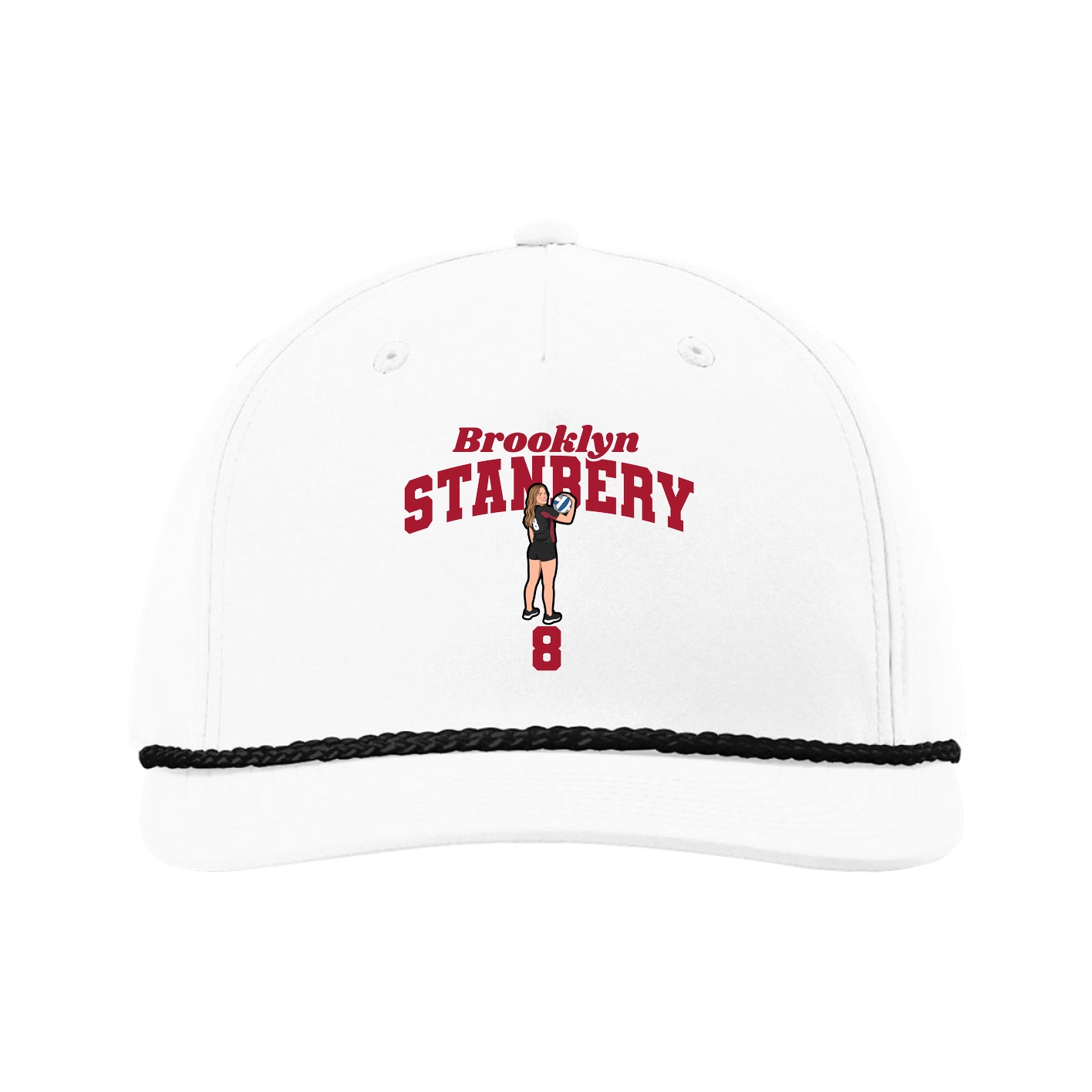Five-Panel Classic Rope Cap — Signature Arch in White