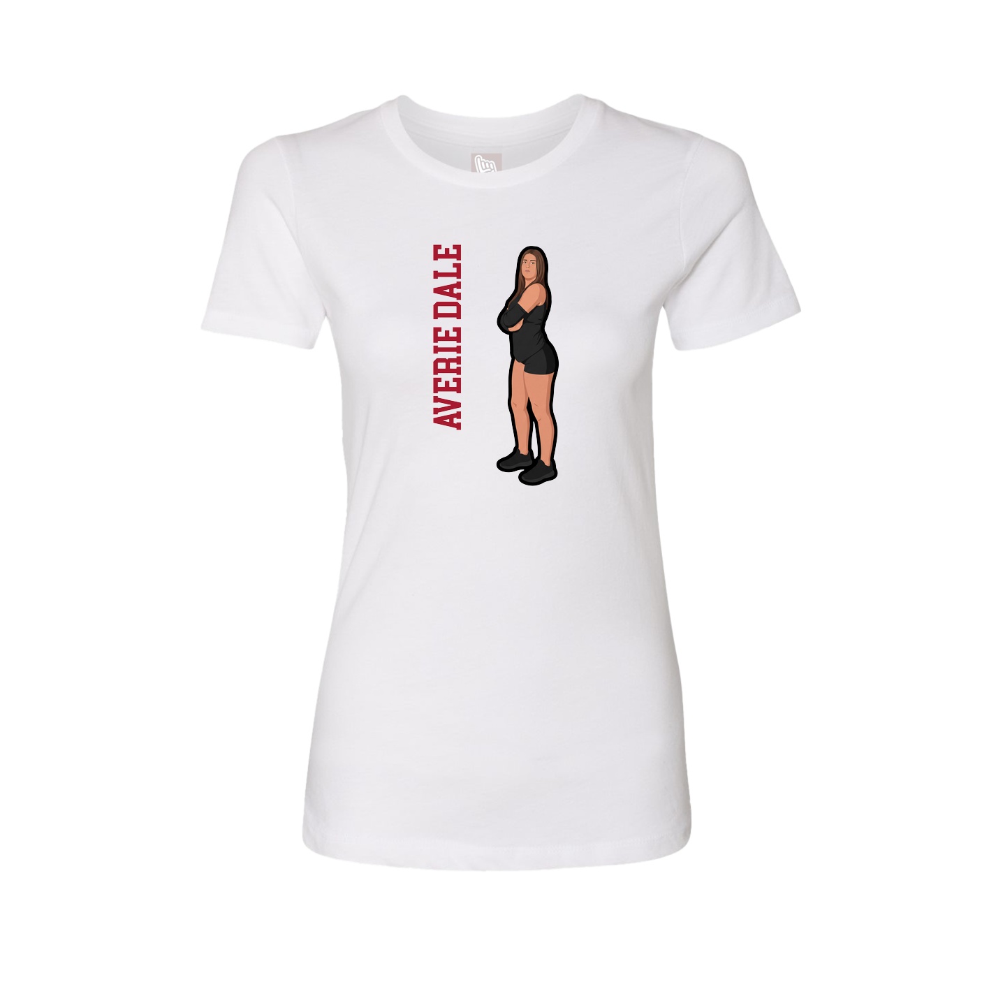 Fitted Women's Tee — Name Vertical in White