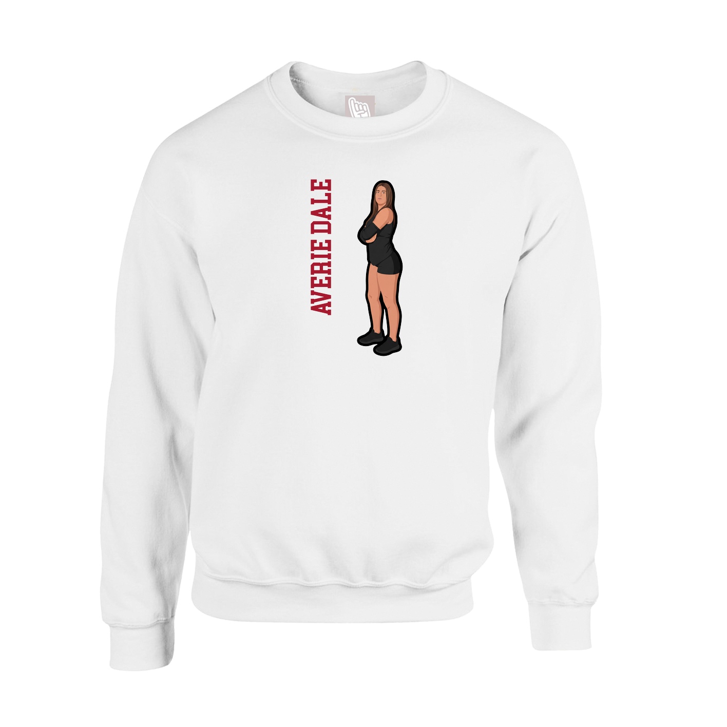 Fleece Crew — Name Vertical in White