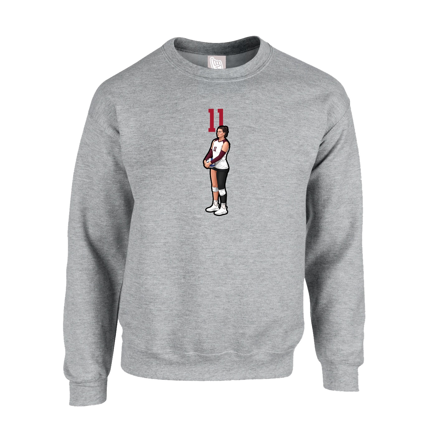 Fleece Crew — Number Top in Grey