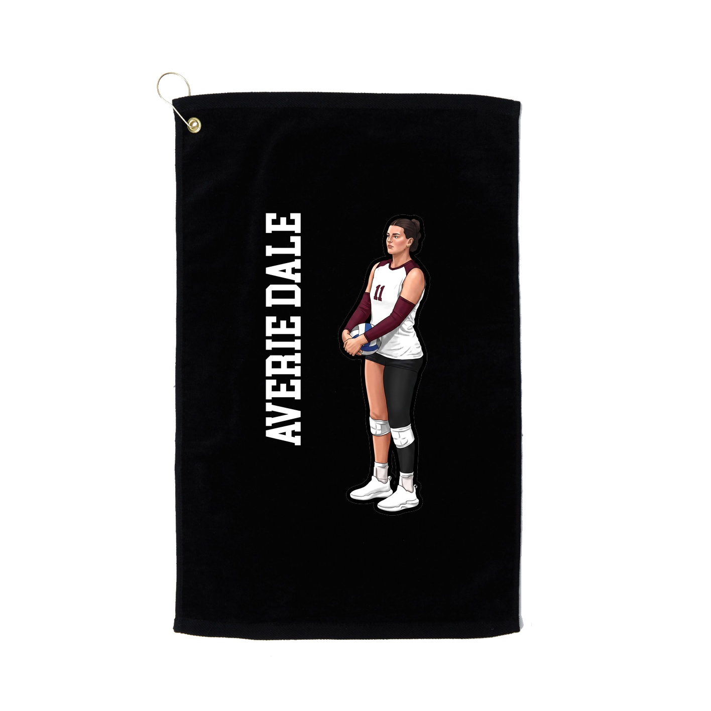 Golf Towel — Name Vertical in Black
