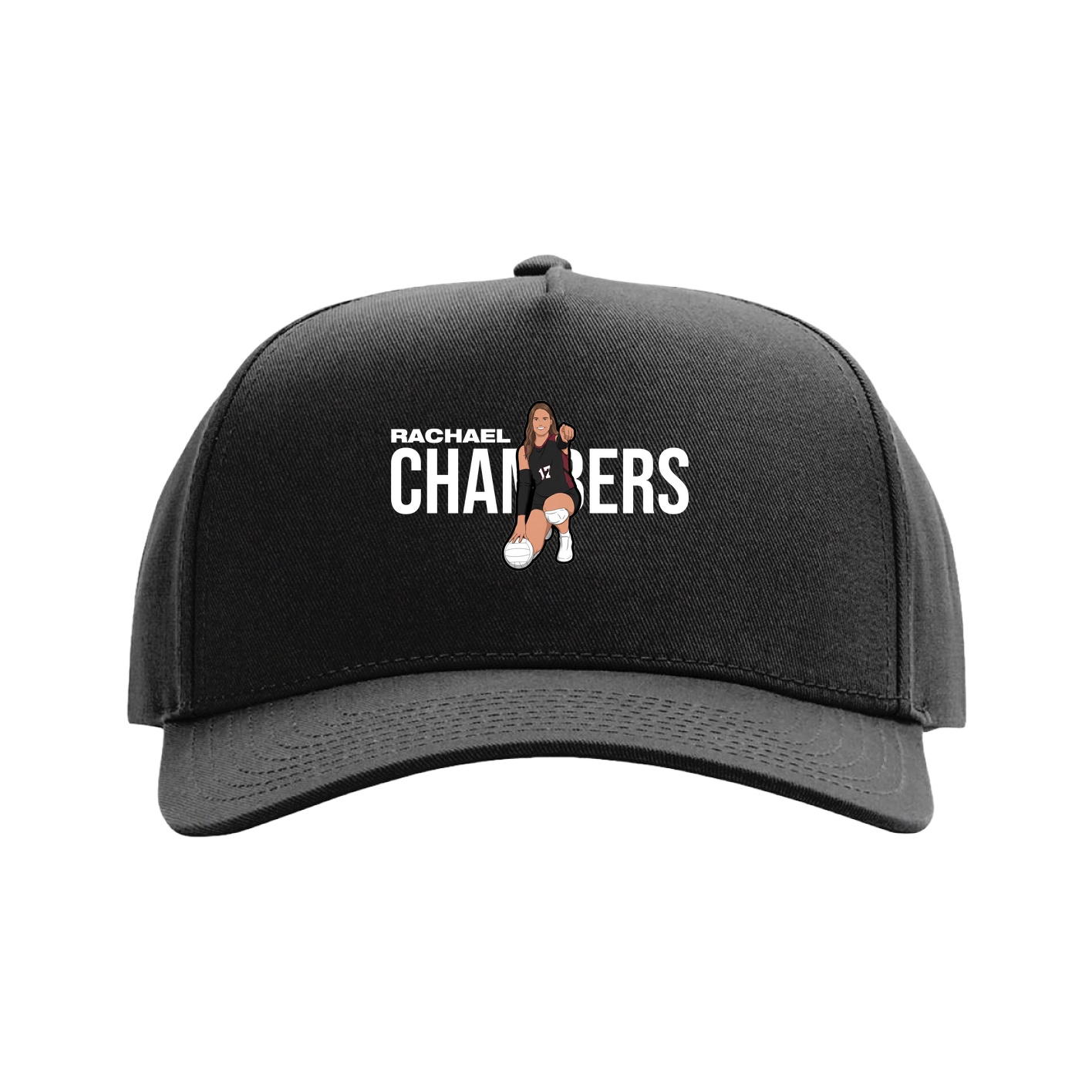 Full Fabric Five-Panel Champ Cap — Player Name in Black