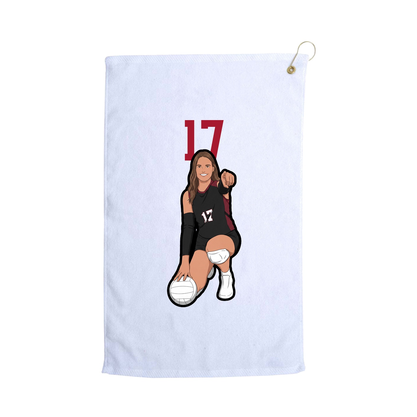 Golf Towel — Number Top in White