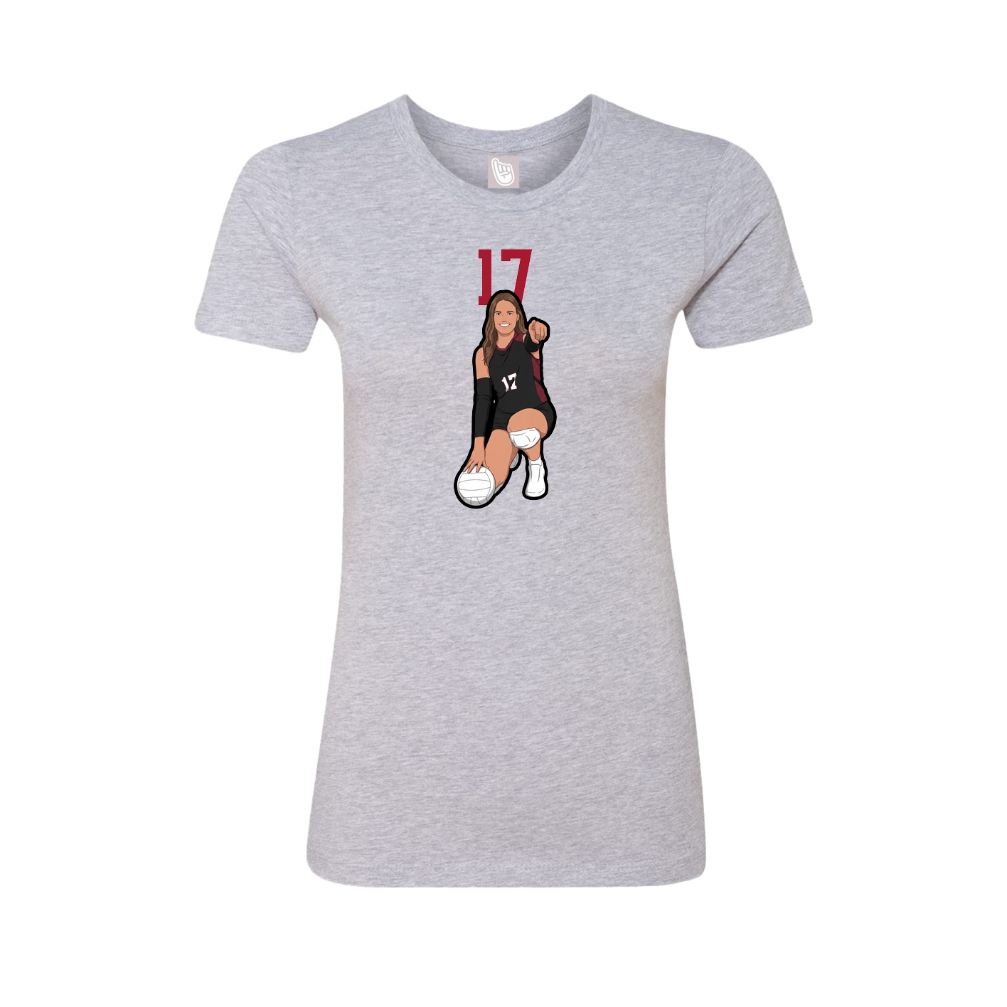 Fitted Women's Tee — Number Top in Grey
