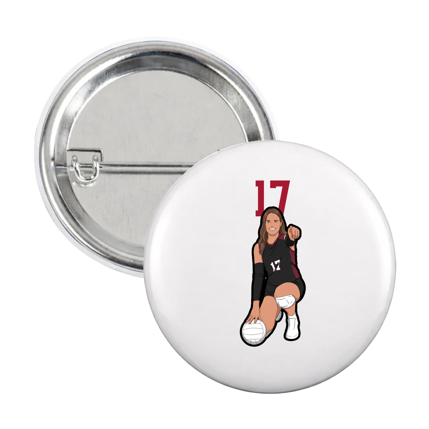 Game Day Button — Number Top in White