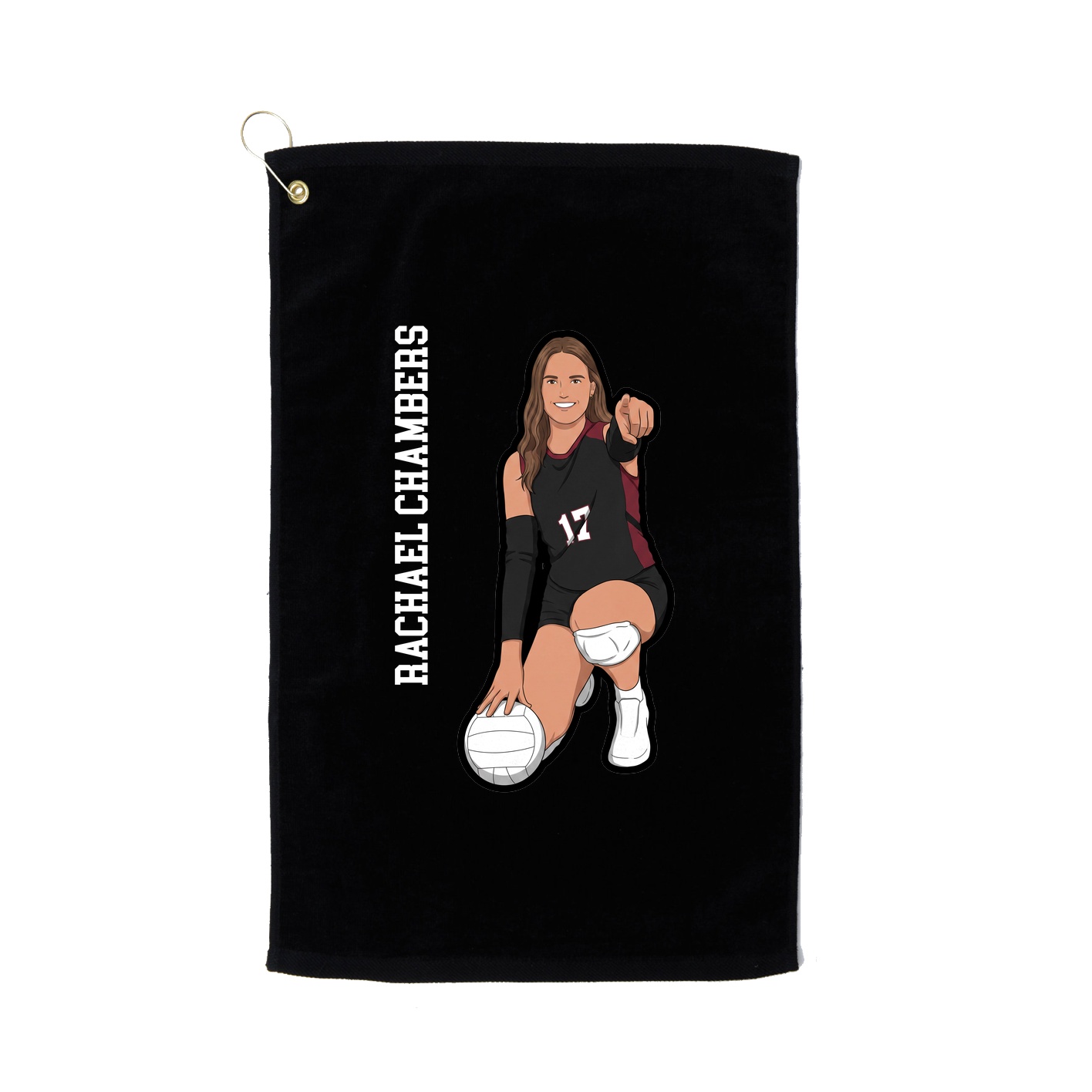 Golf Towel — Name Vertical in Black