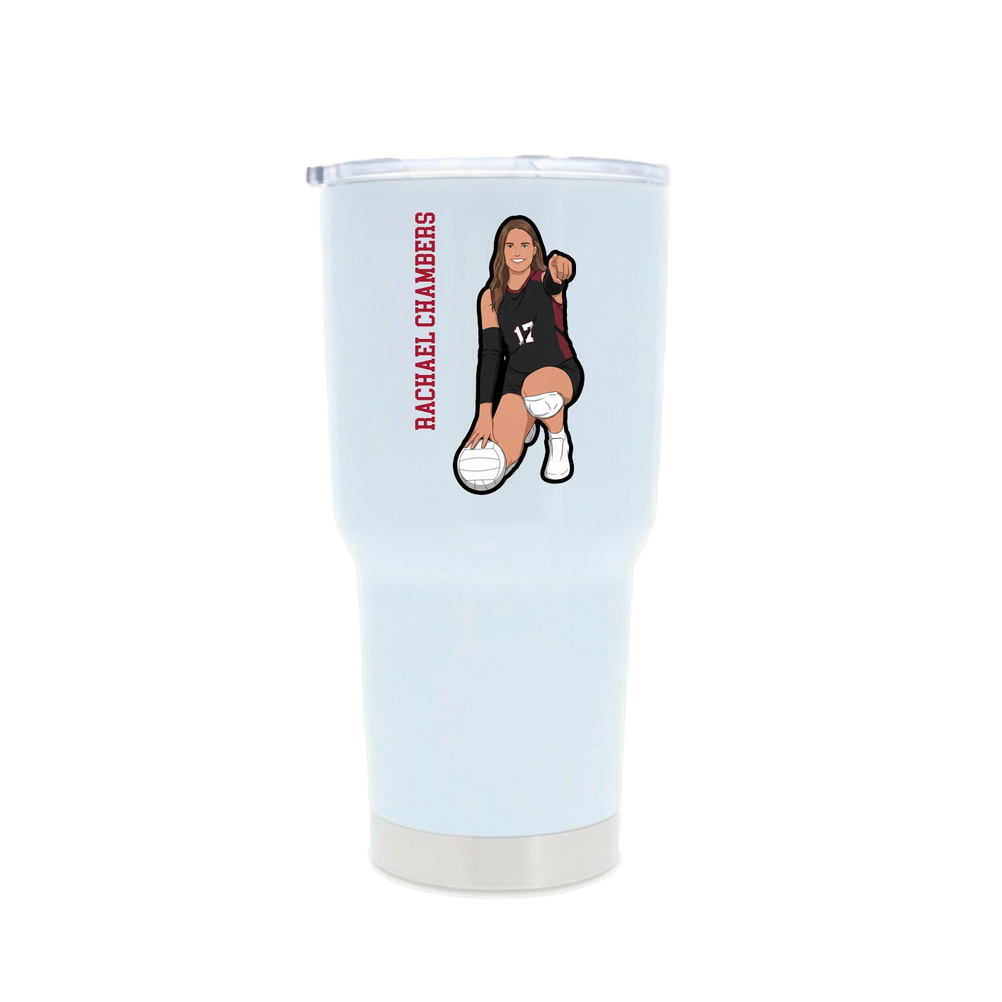 30oz Stainless Steel Tumbler — Name Vertical in White