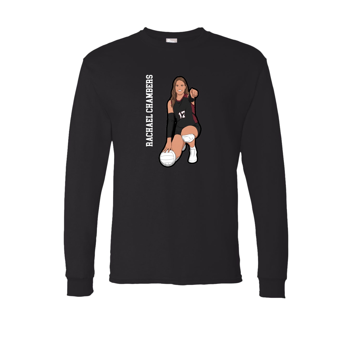 Long Sleeve Tee — Name Vertical in Black