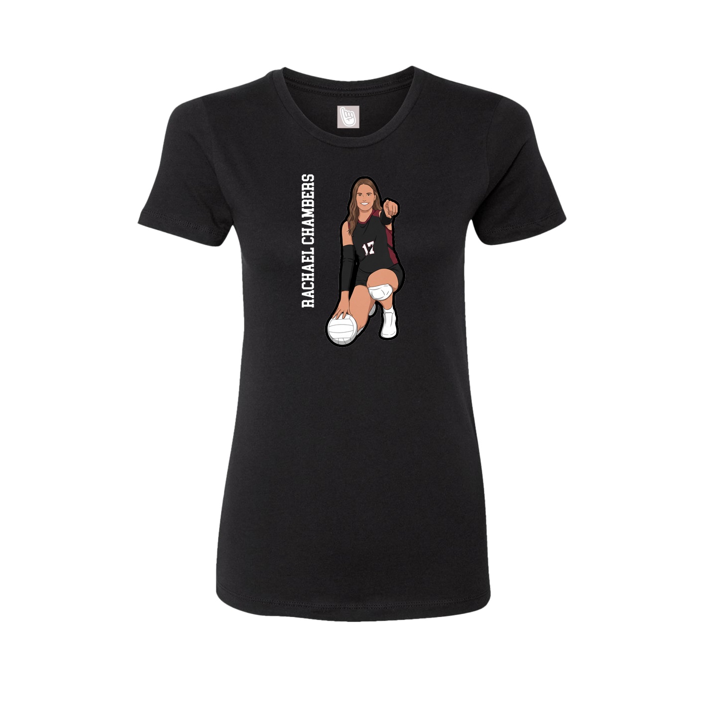 Fitted Women's Tee — Name Vertical in Black