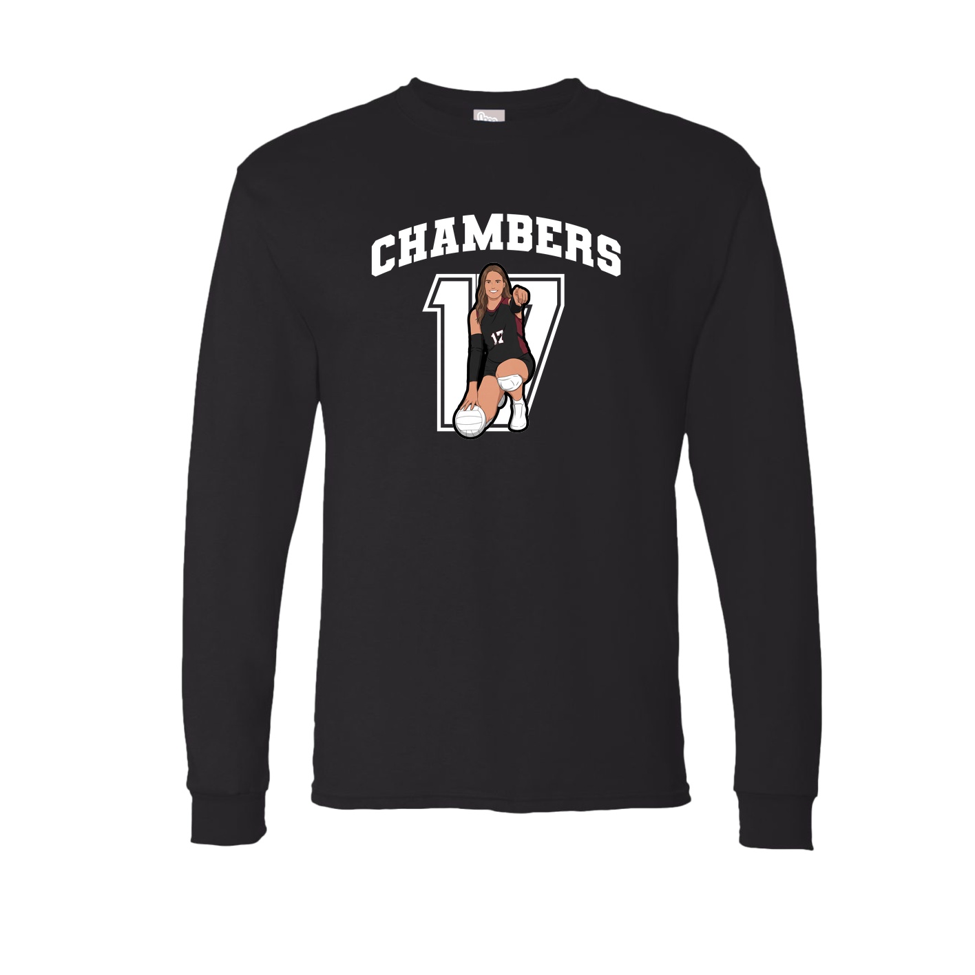 Long Sleeve Tee — Number in Black