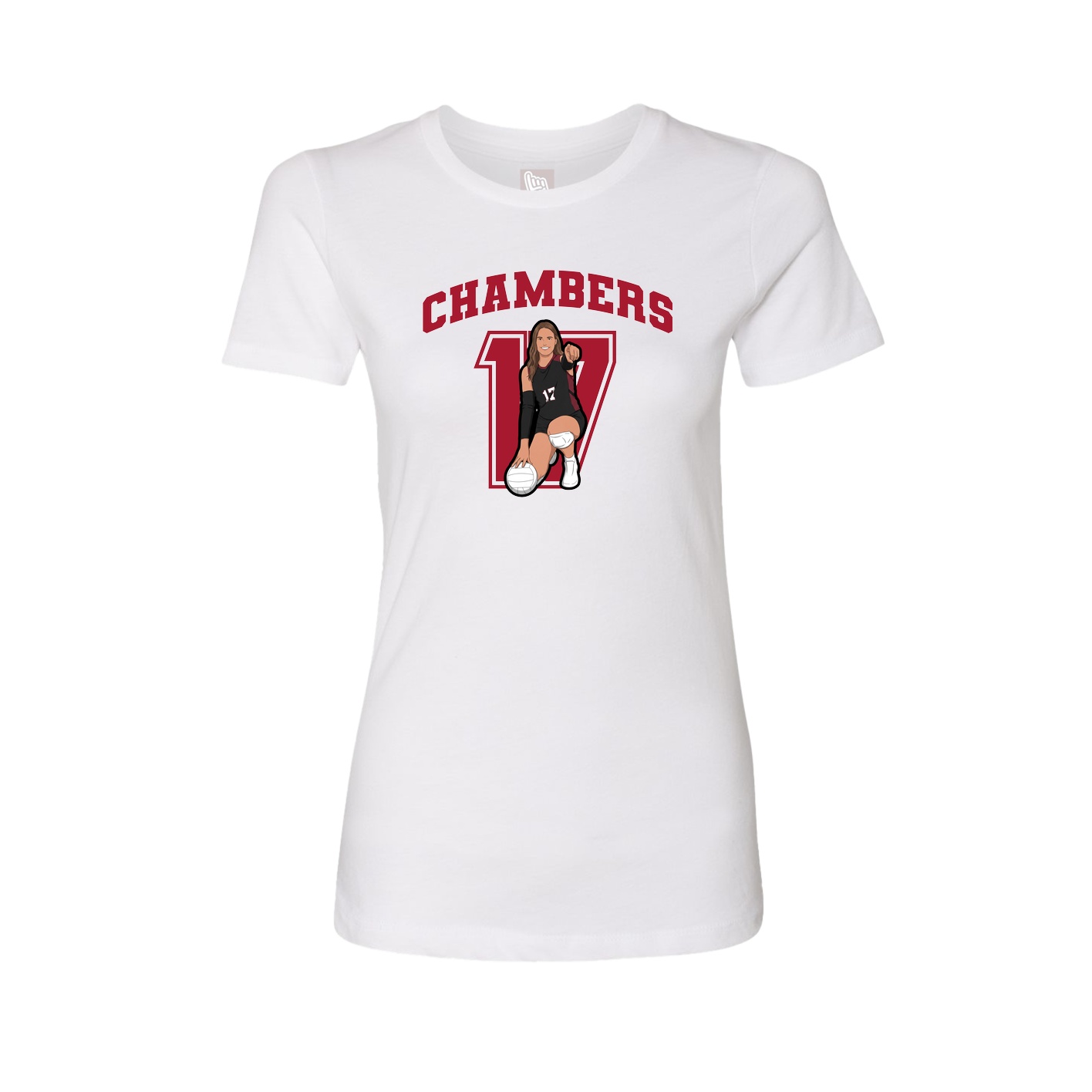 Fitted Women's Tee — Number in White