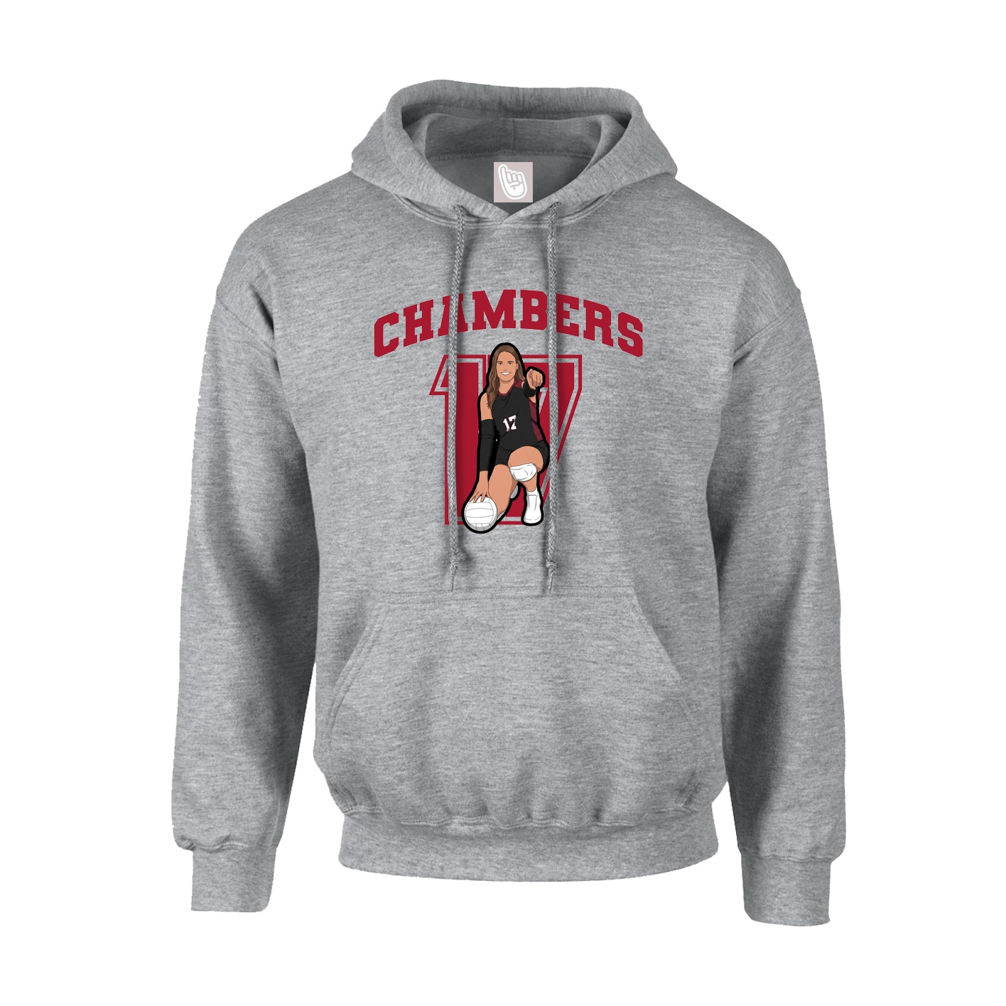 Youth Hoodie — Number in Grey