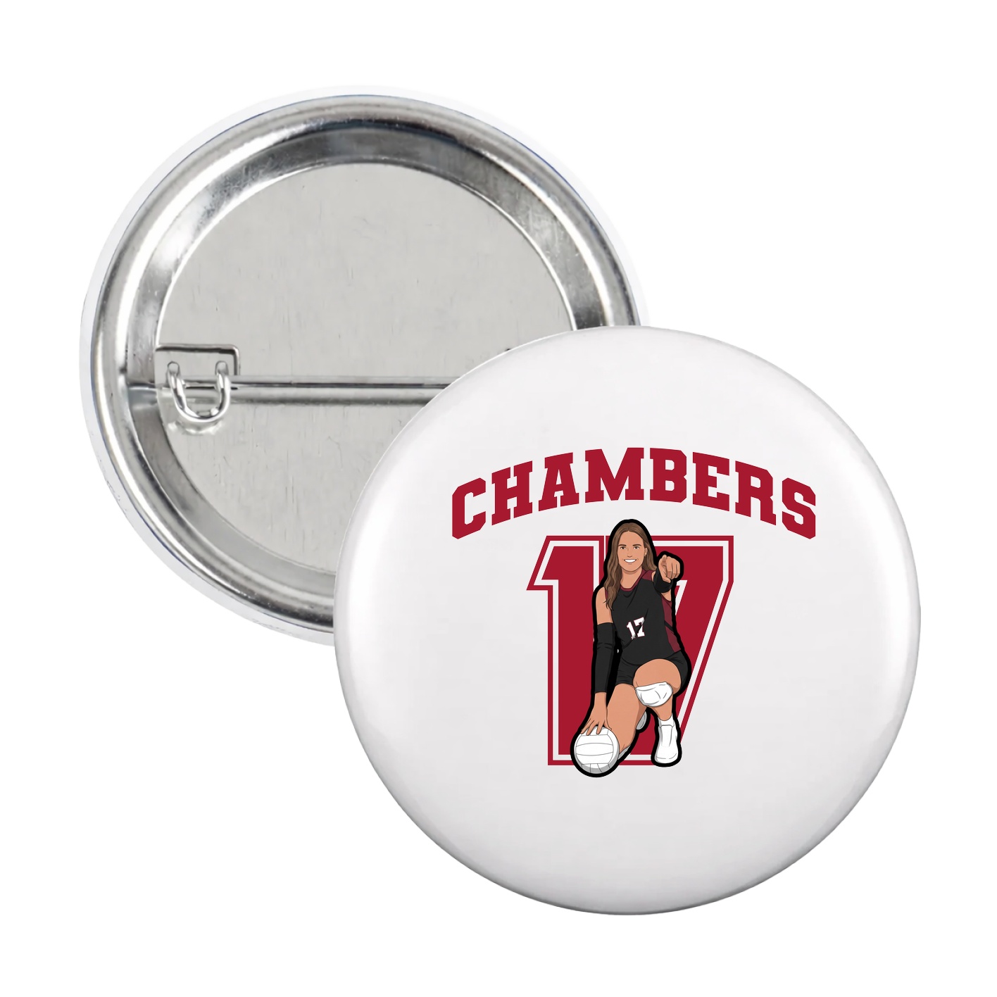 Game Day Button — Number in White