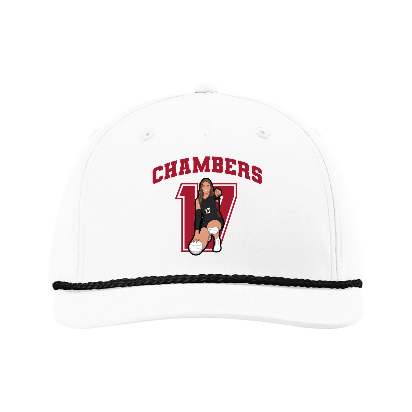 Five-Panel Classic Rope Cap — Number in White