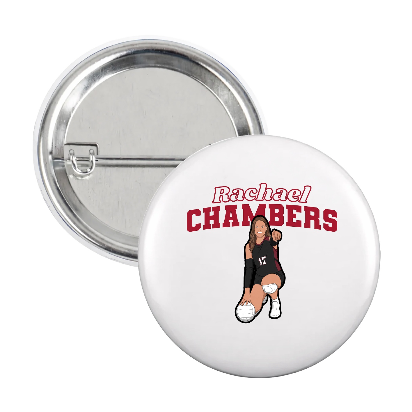 Game Day Button — Name Arch in White
