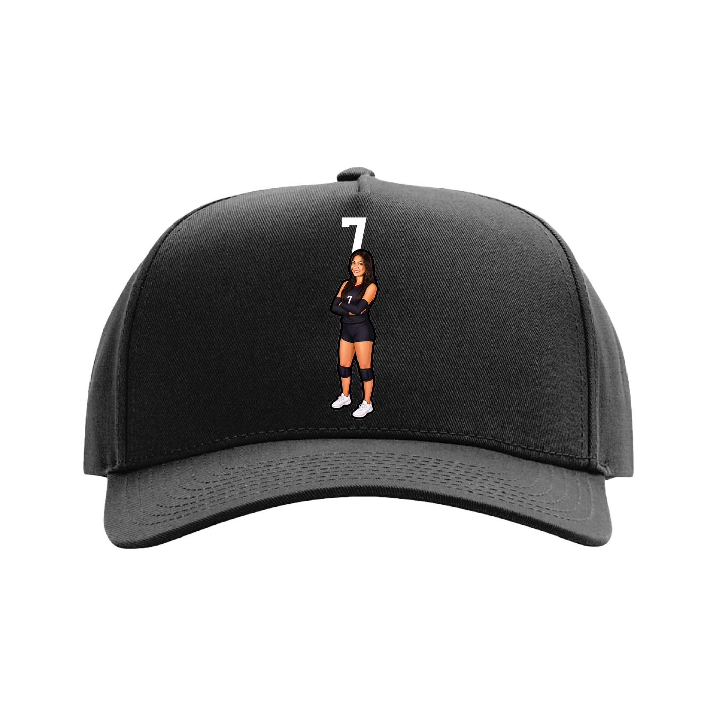 Full Fabric Five-Panel Champ Cap — Number Top in Black