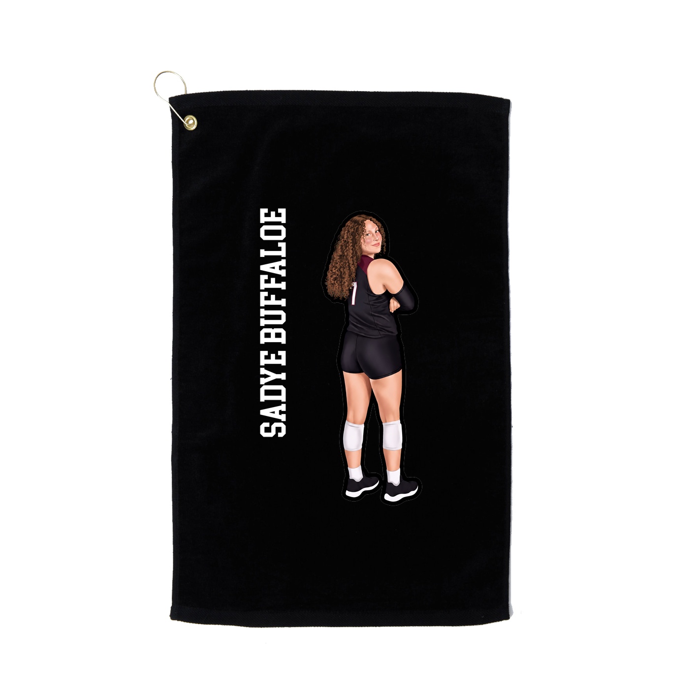 Golf Towel — Name Vertical in Black