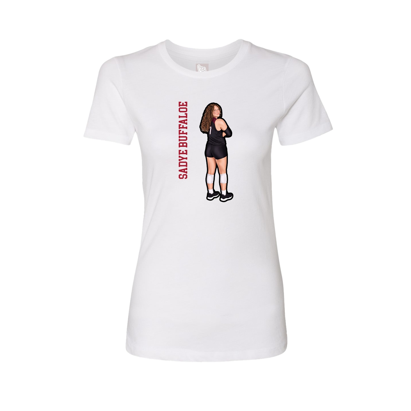 Fitted Women's Tee — Name Vertical in White