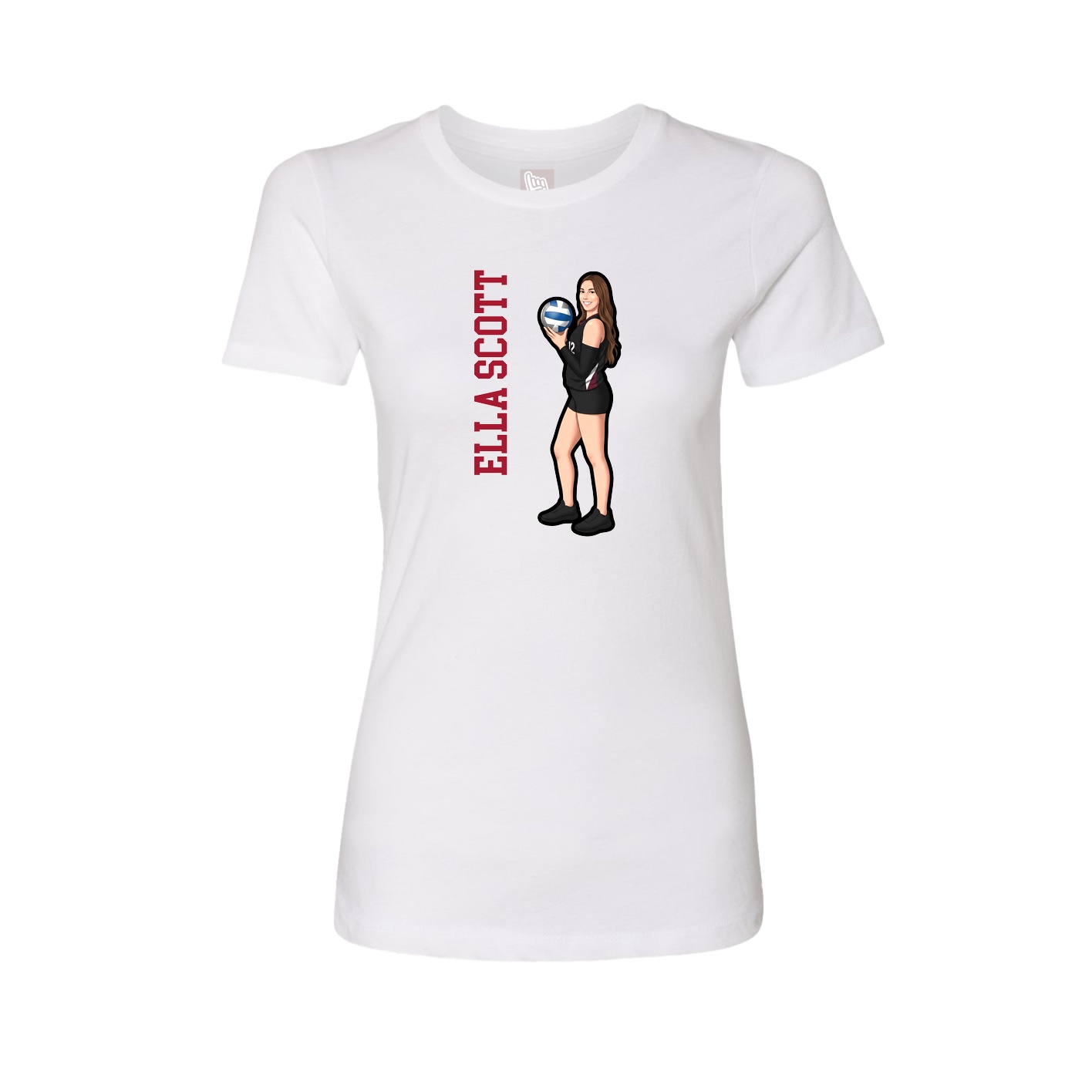 Fitted Women's Tee — Name Vertical in White
