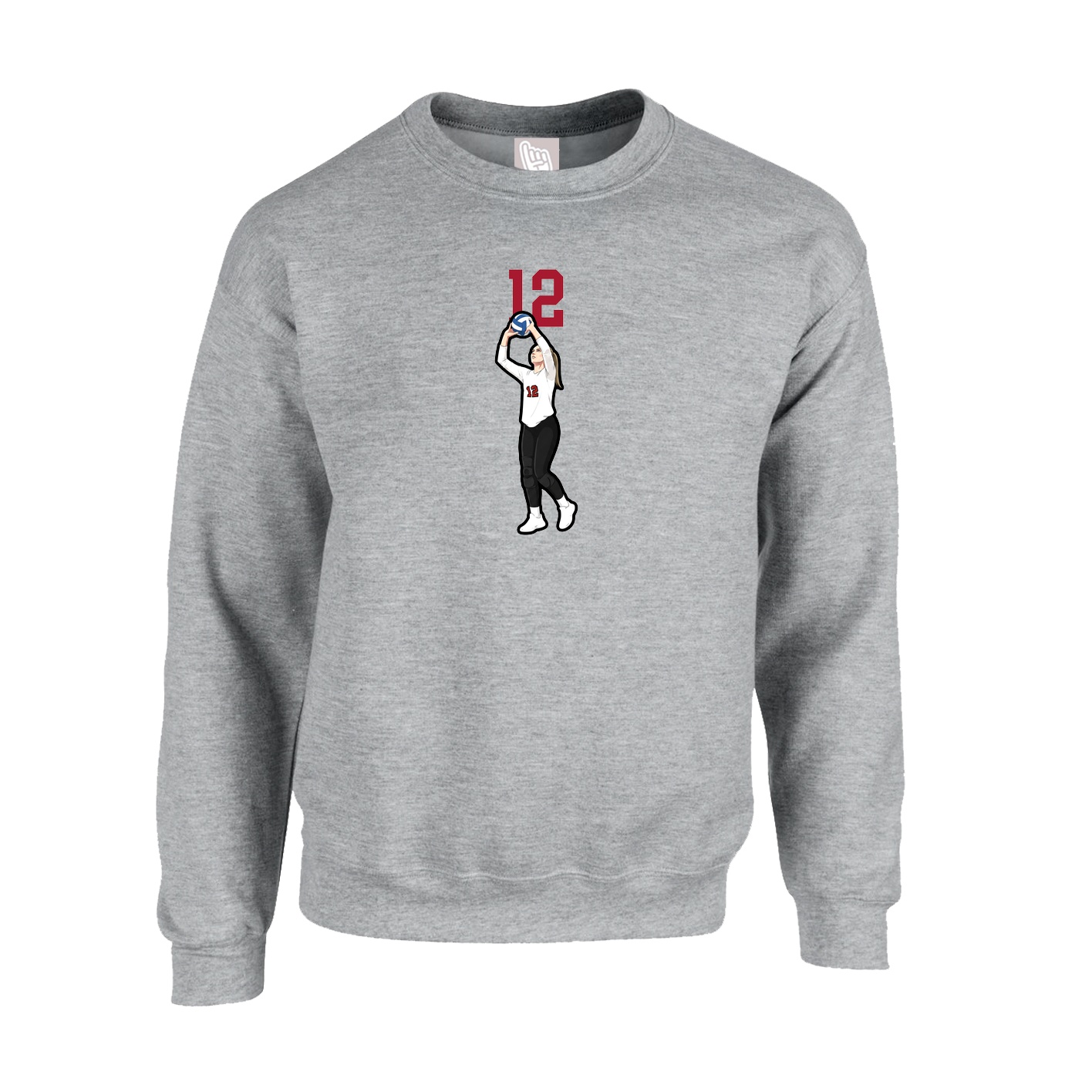 Fleece Crew — Number Top in Grey