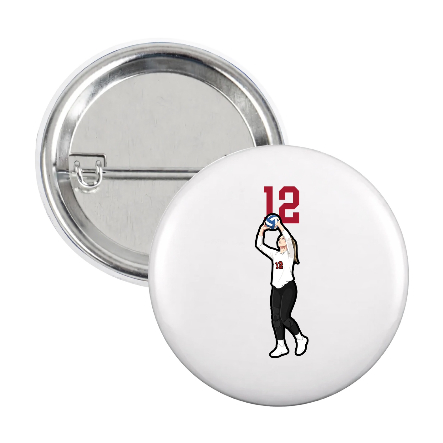 Game Day Button — Number Top in White
