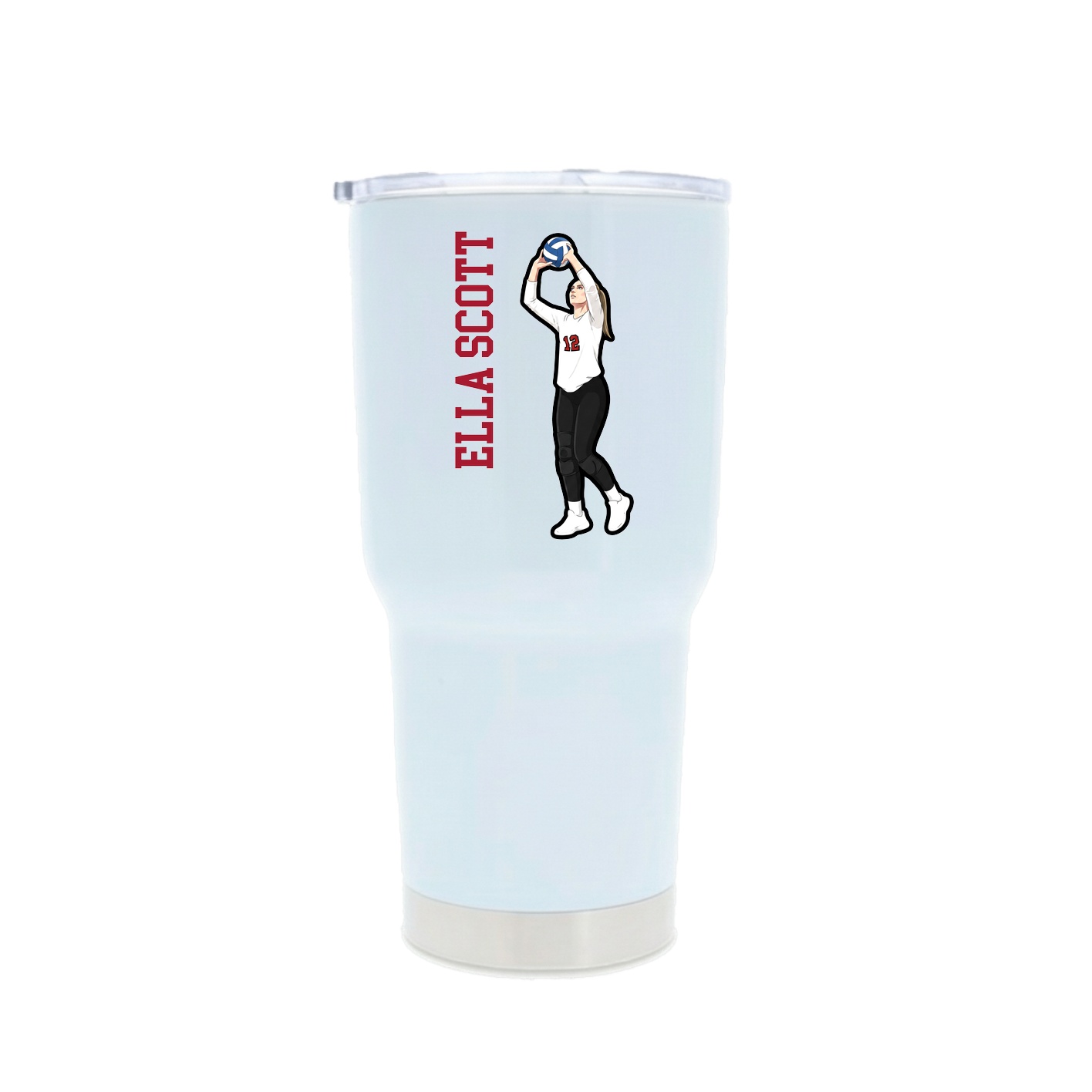 30oz Stainless Steel Tumbler — Name Vertical in White