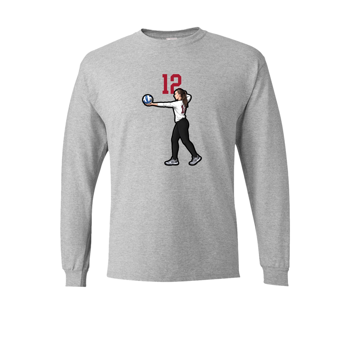 Long Sleeve Tee — Number Top in Grey