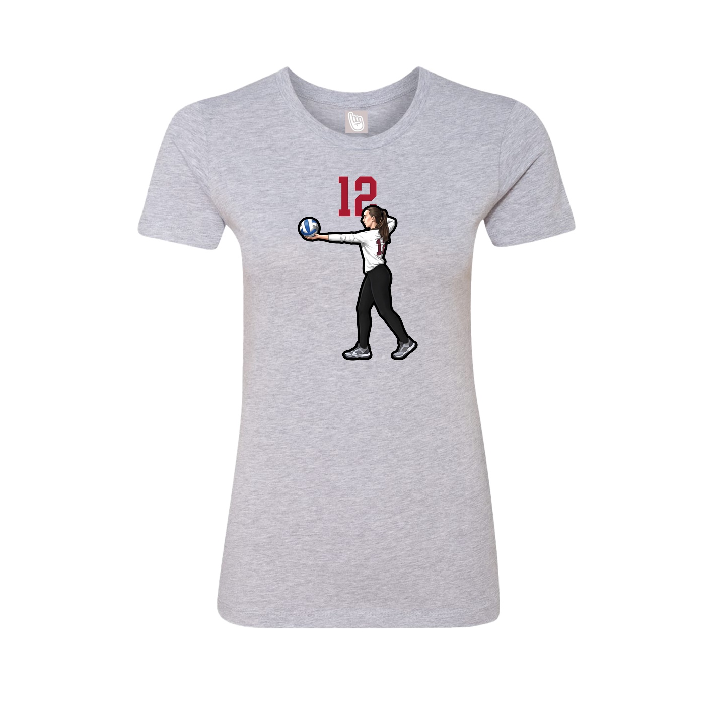 Fitted Women's Tee — Number Top in Grey