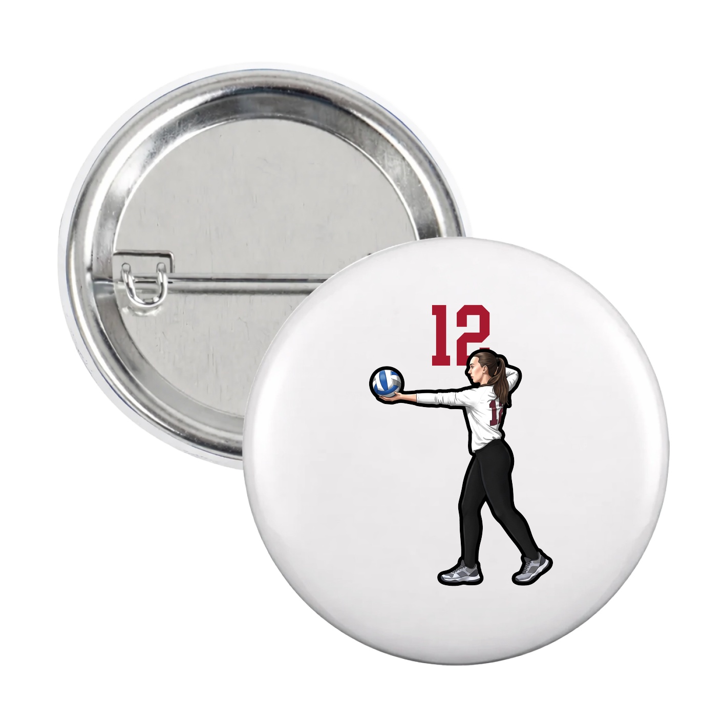 Game Day Button — Number Top in White