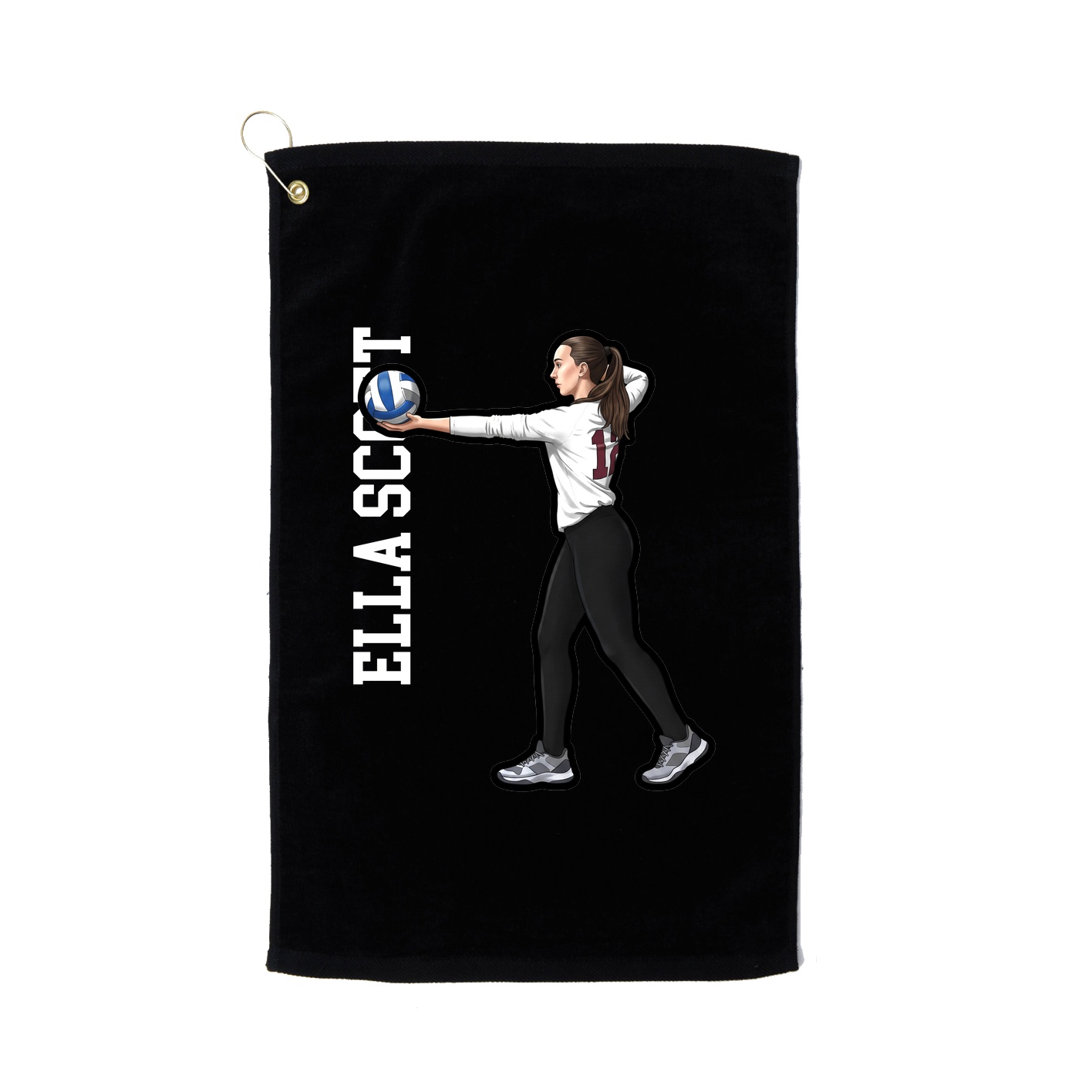 Golf Towel — Name Vertical in Black