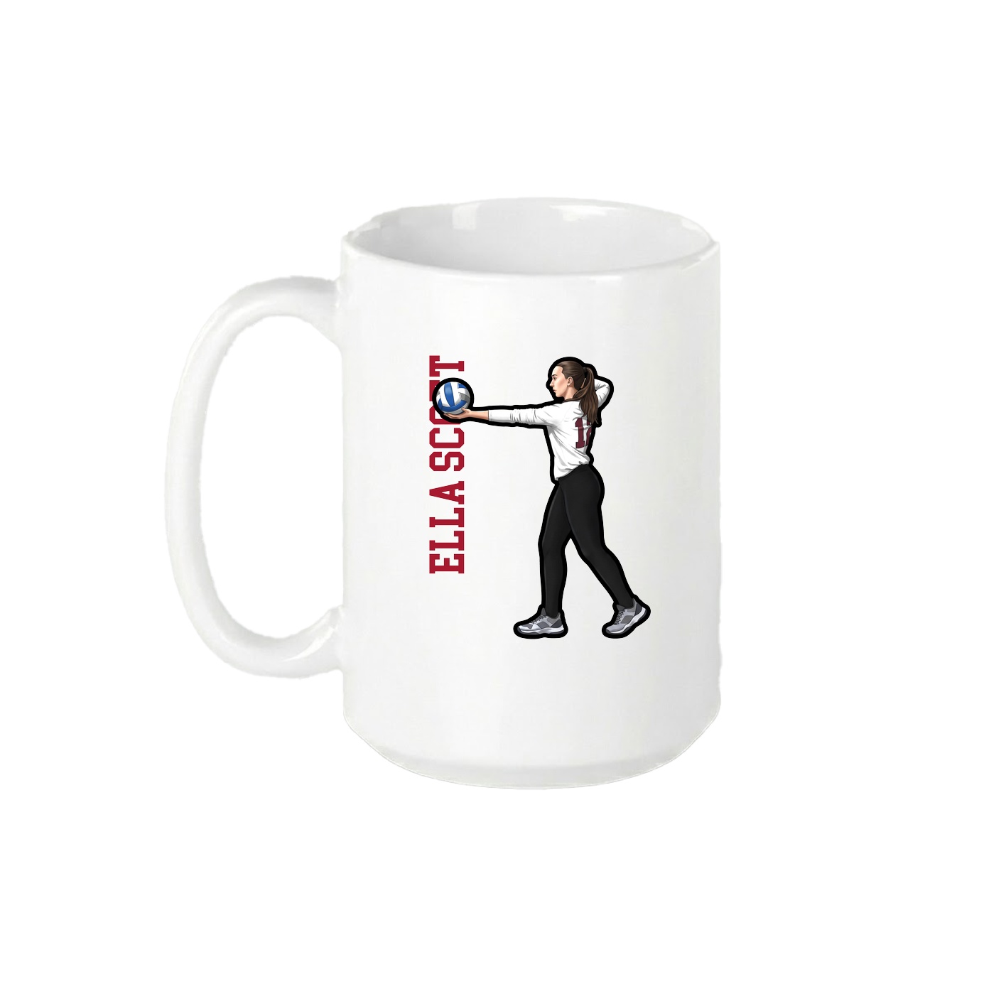 15oz Coffee Mug — Name Vertical in White