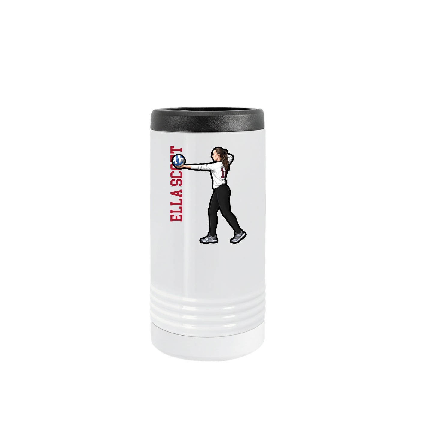 Slim Beverage Holder — Name Vertical in White