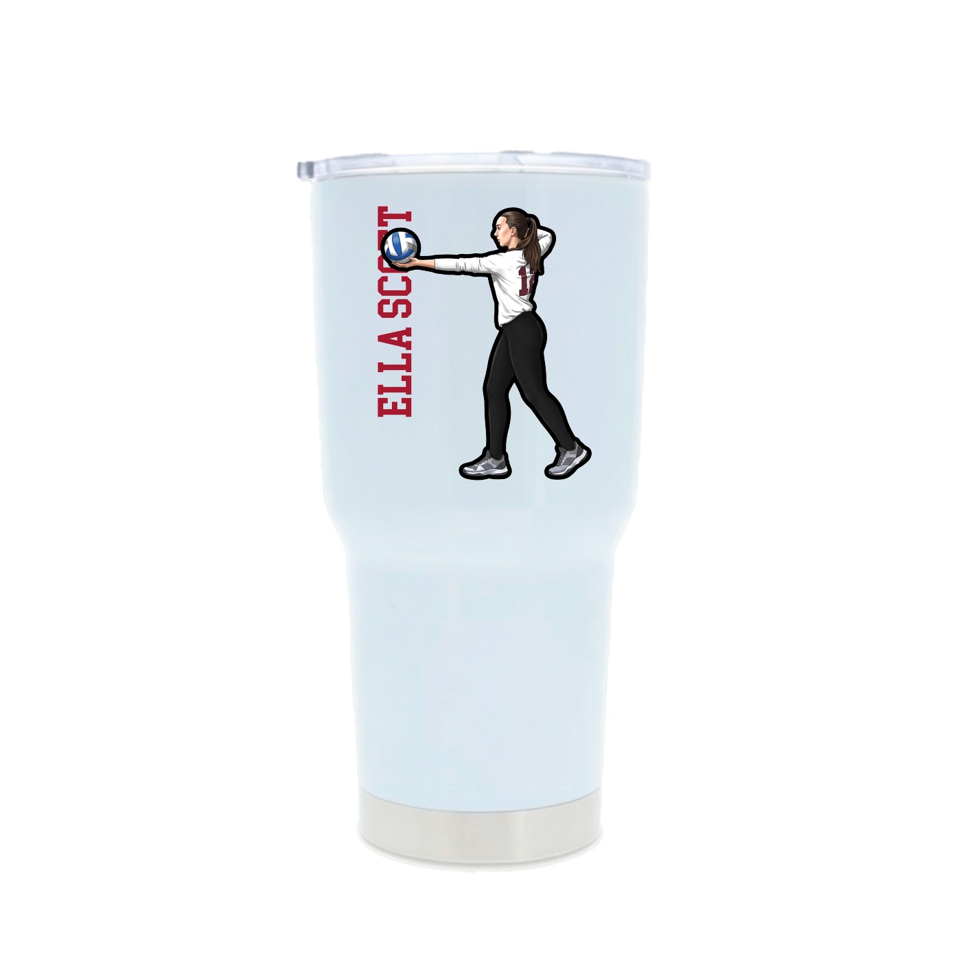 30oz Stainless Steel Tumbler — Name Vertical in White