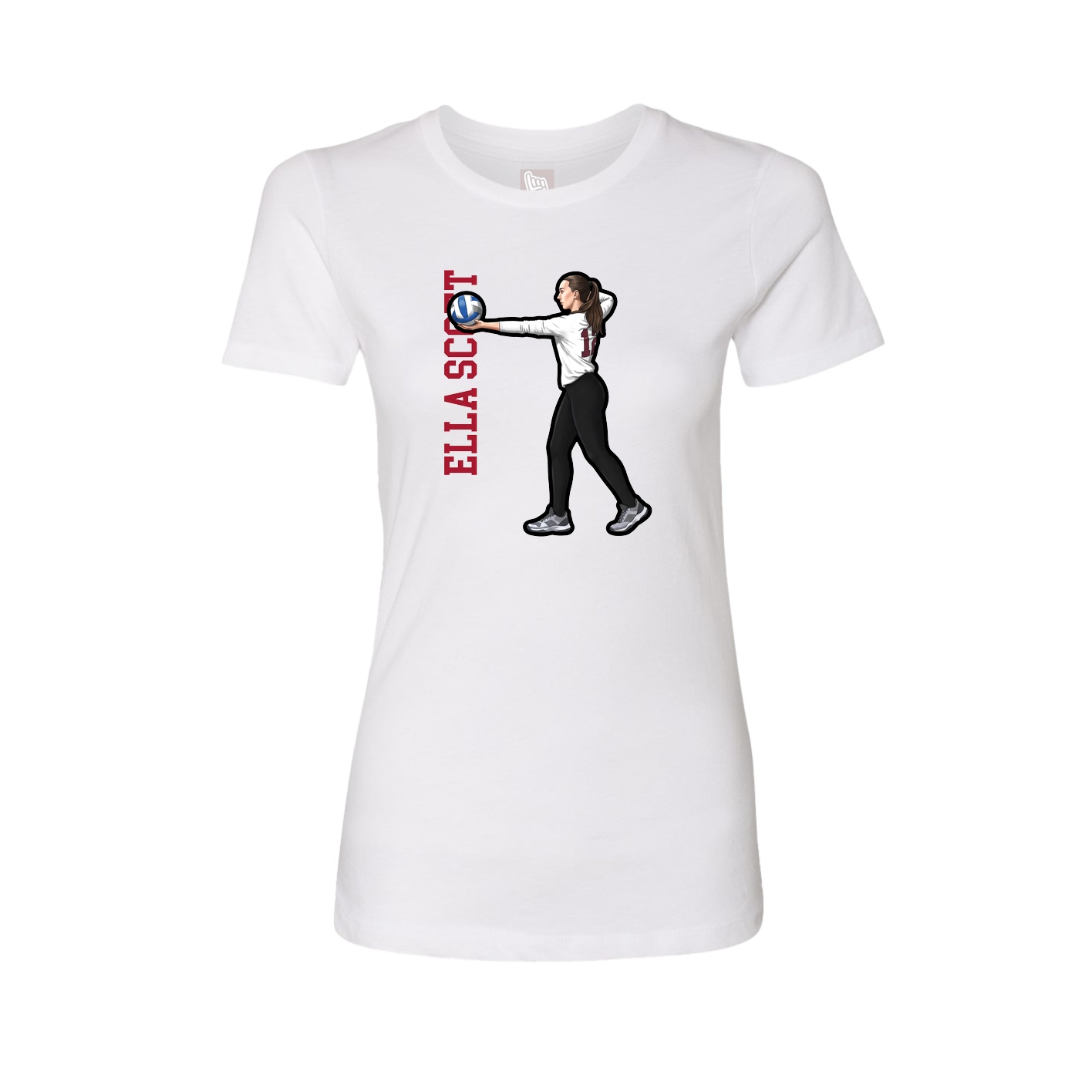Fitted Women's Tee — Name Vertical in White