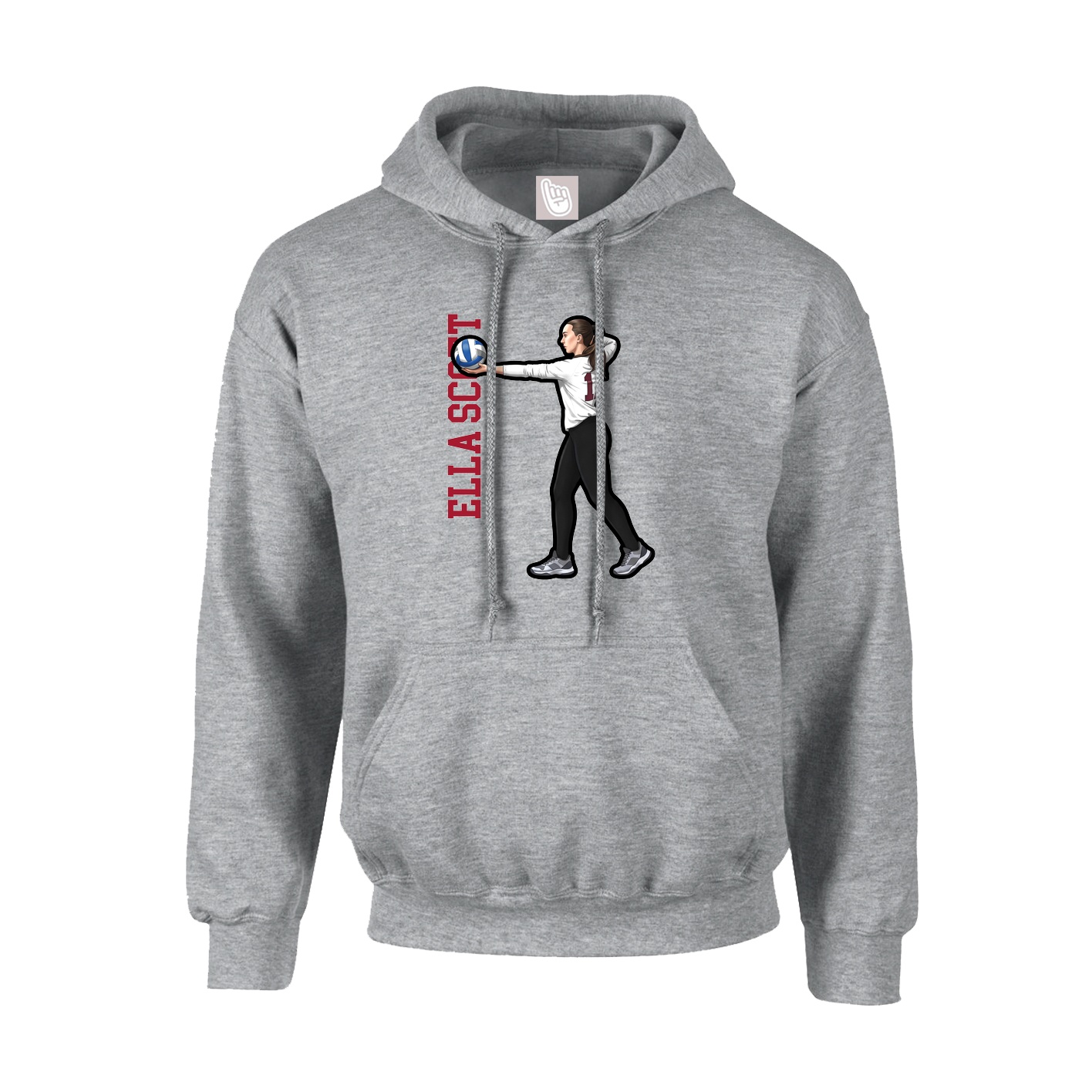Hoodie — Name Vertical in Grey