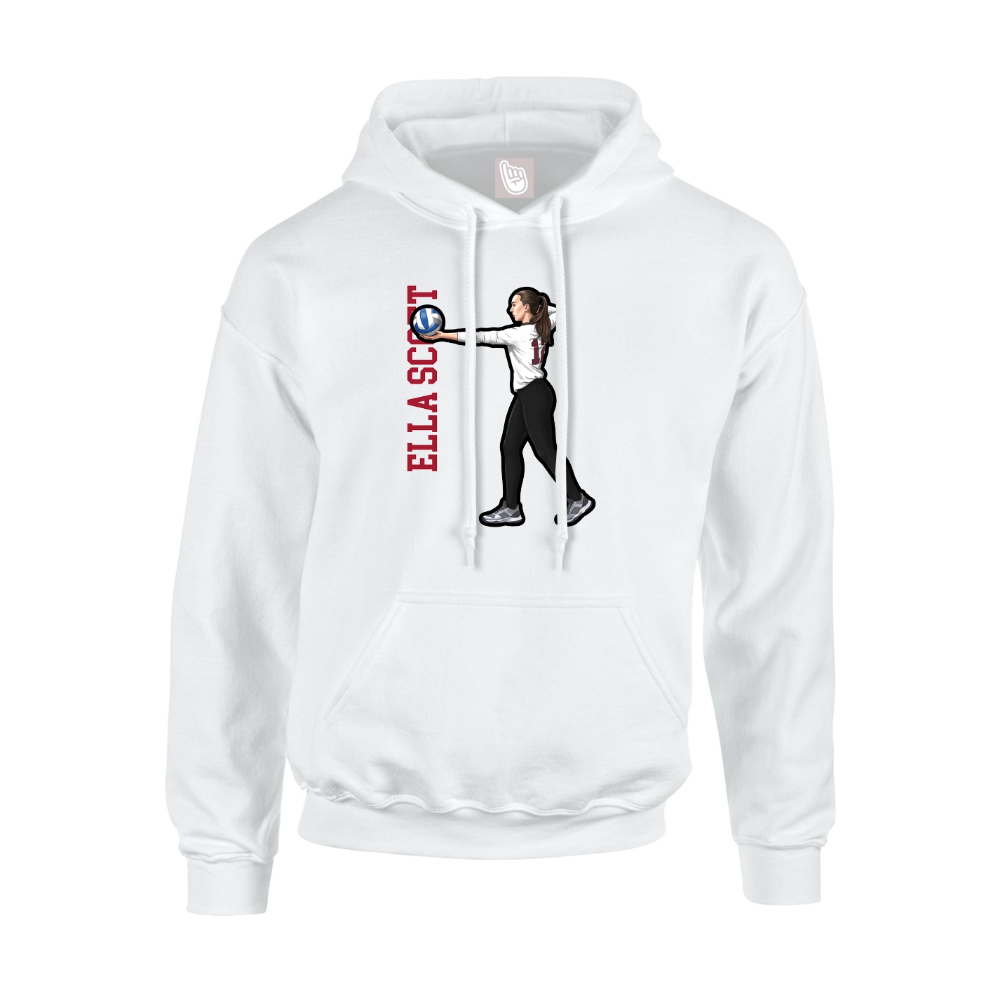 Youth Hoodie — Name Vertical in White