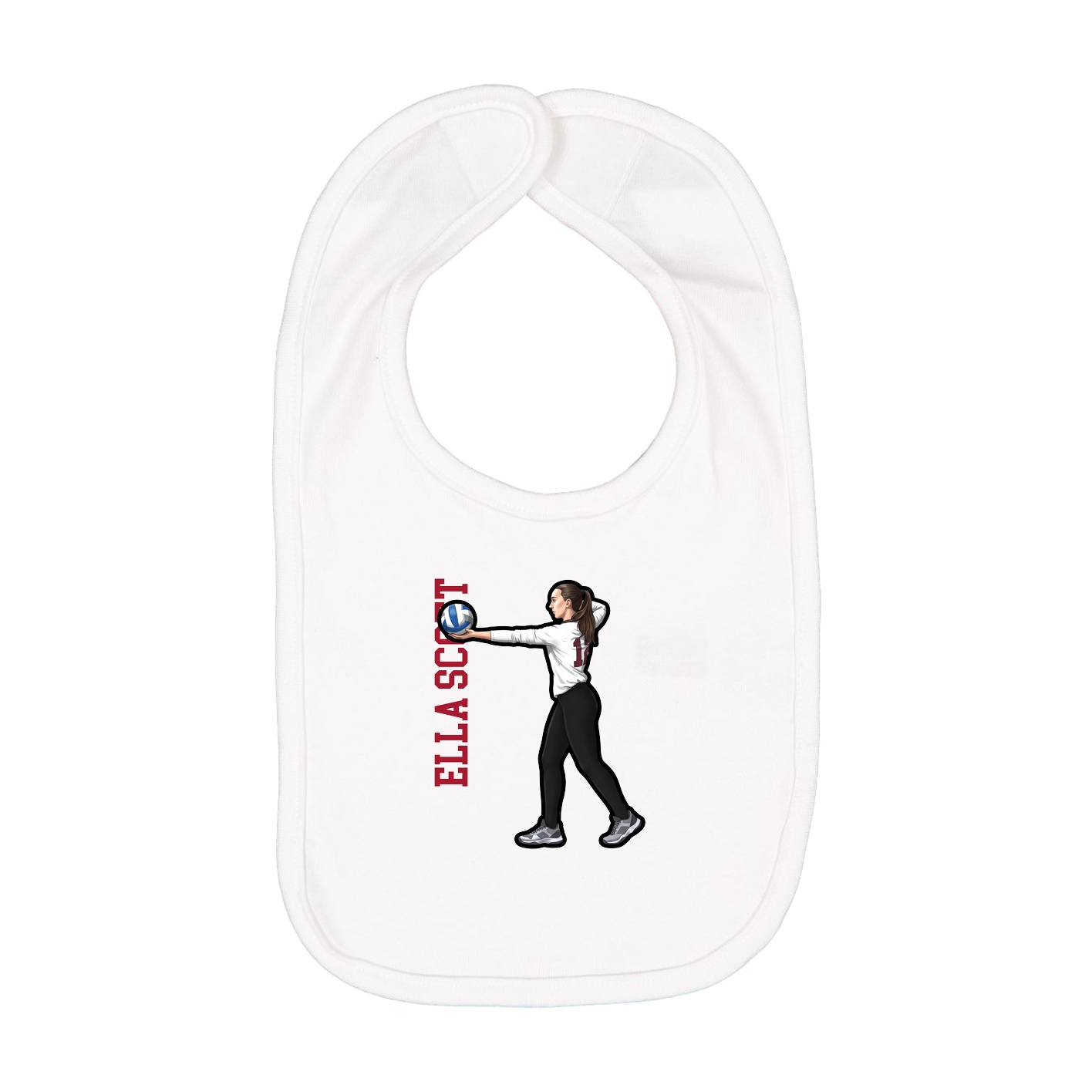 Infant Bib — Name Vertical in White