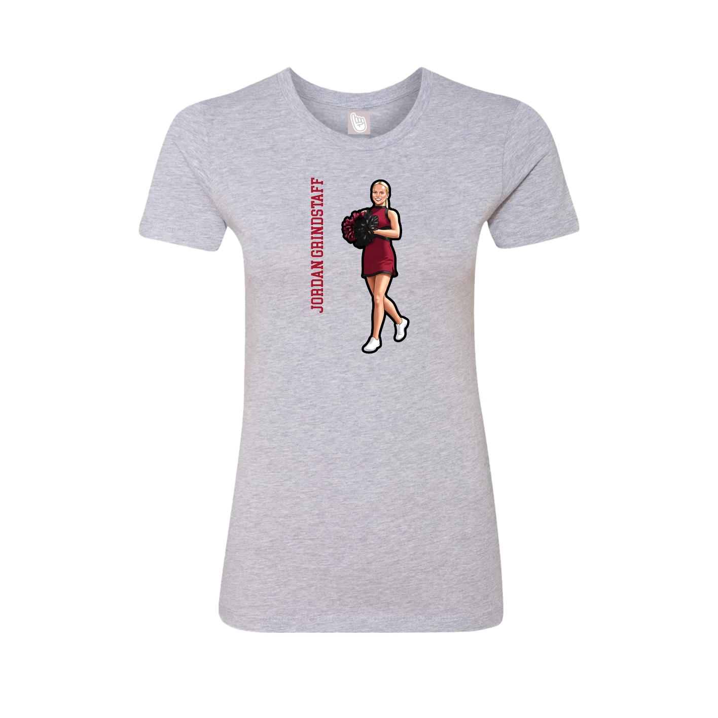 Fitted Women's Tee — Name Vertical in Grey