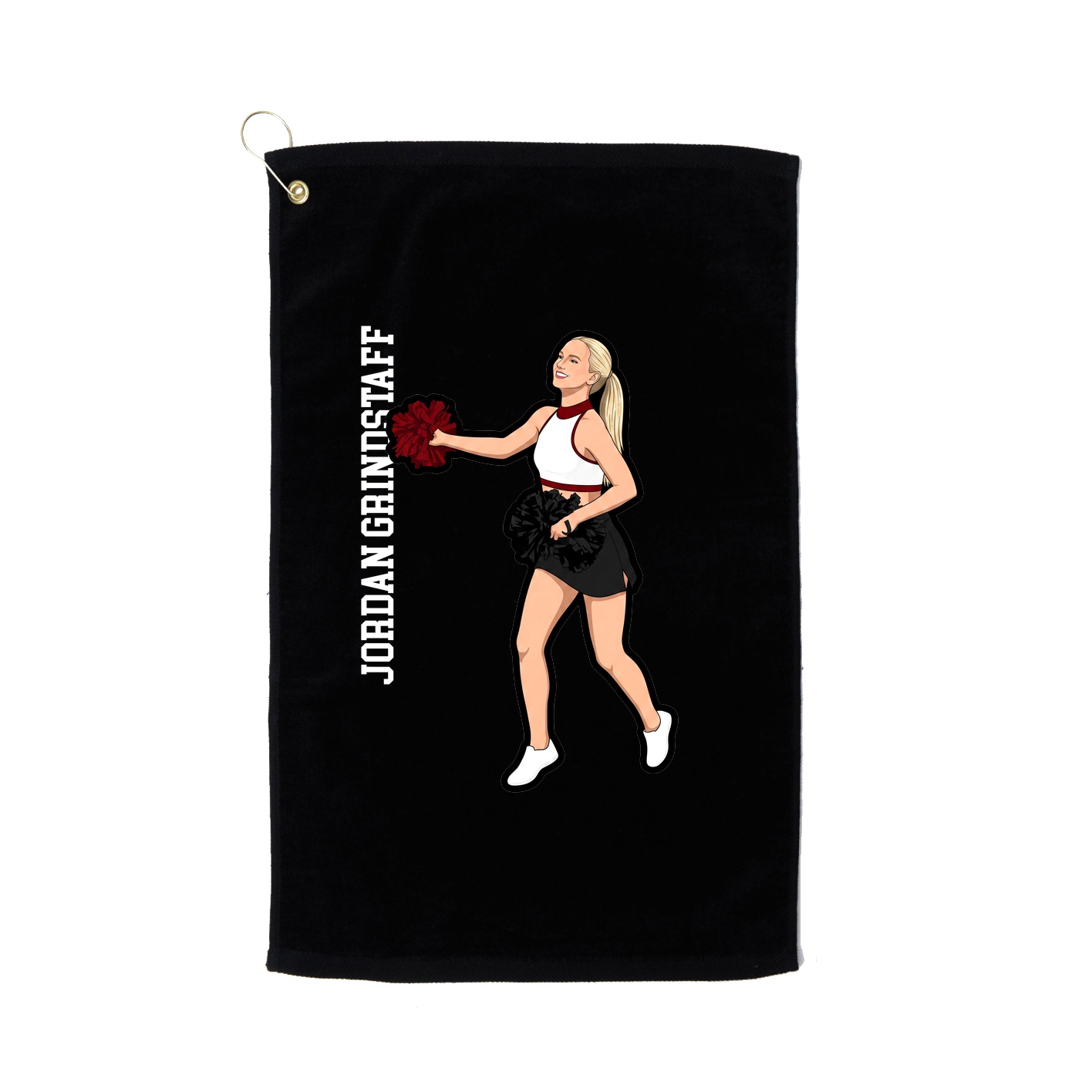 Golf Towel — Name Vertical in Black