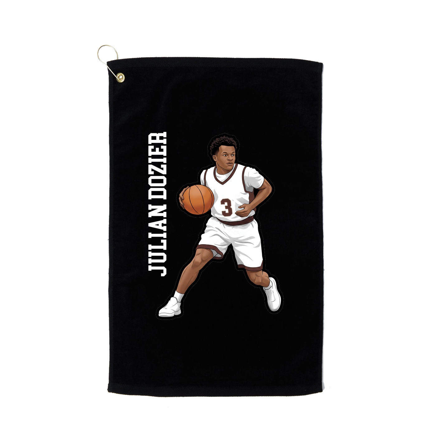 Golf Towel — Name Vertical in Black