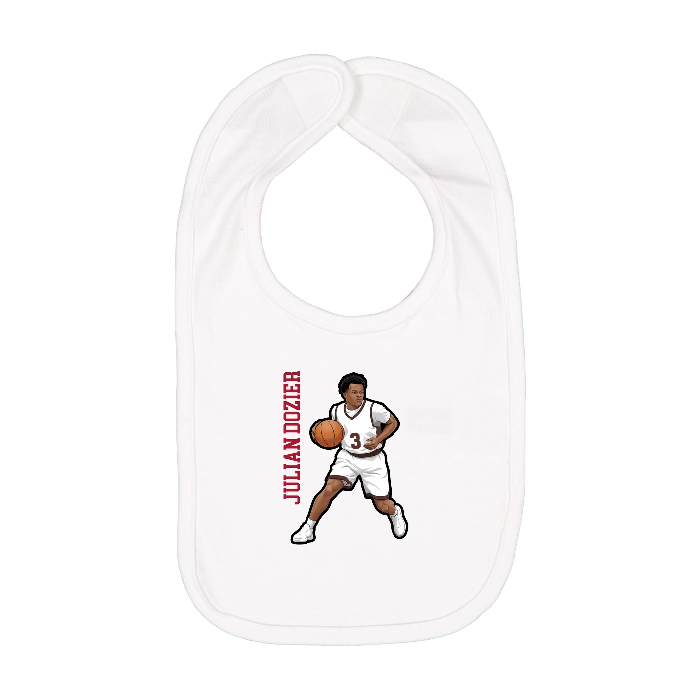 Infant Bib — Name Vertical in White