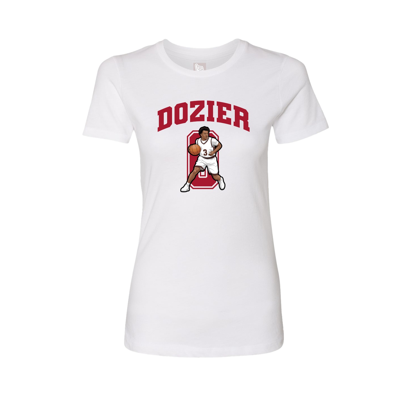 Fitted Women's Tee — Number in White