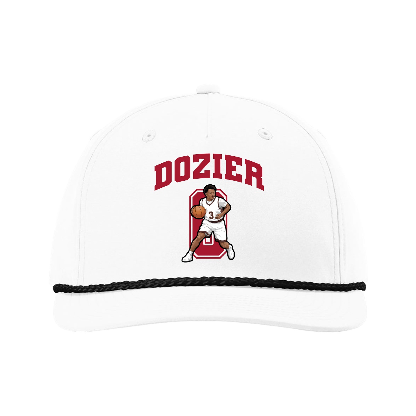 Five-Panel Classic Rope Cap — Number in White