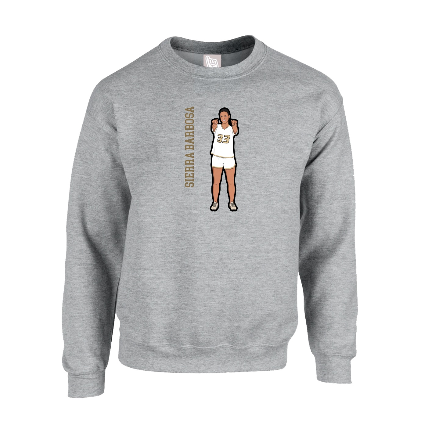 Fleece Crew — Name Vertical in Grey