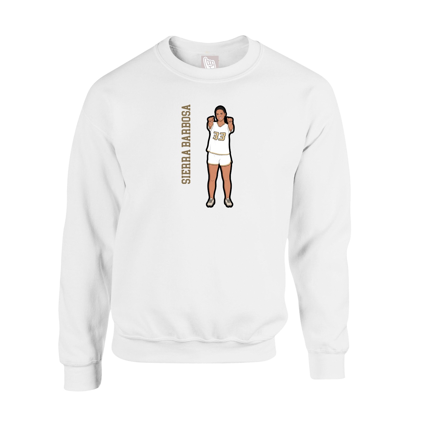 Fleece Crew — Name Vertical in White