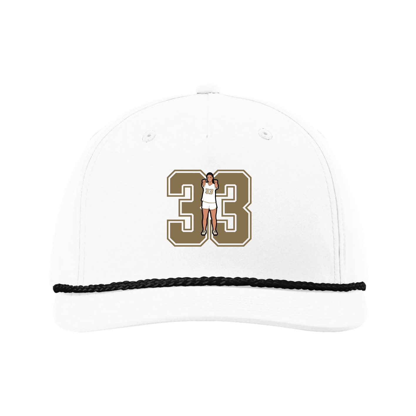 Five-Panel Classic Rope Cap — Number in White