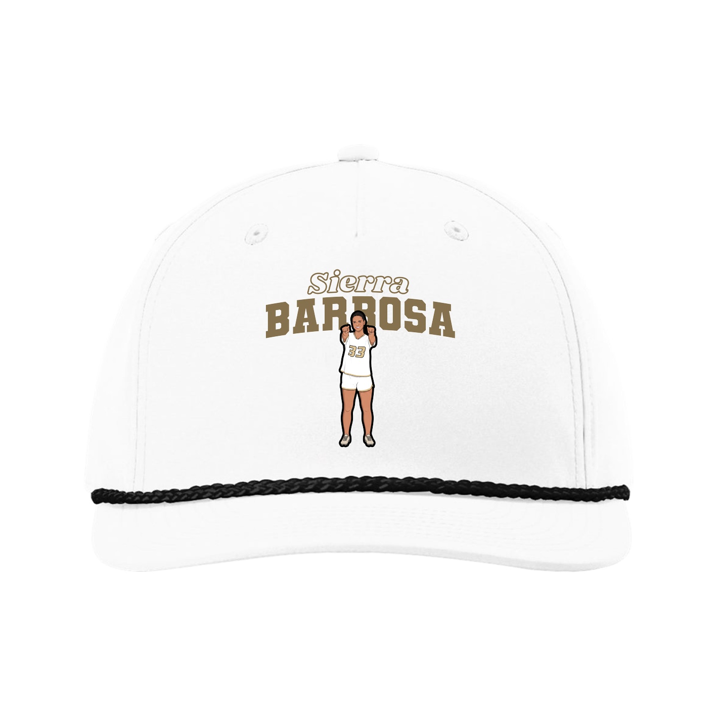 Five-Panel Classic Rope Cap — Name Arch in White