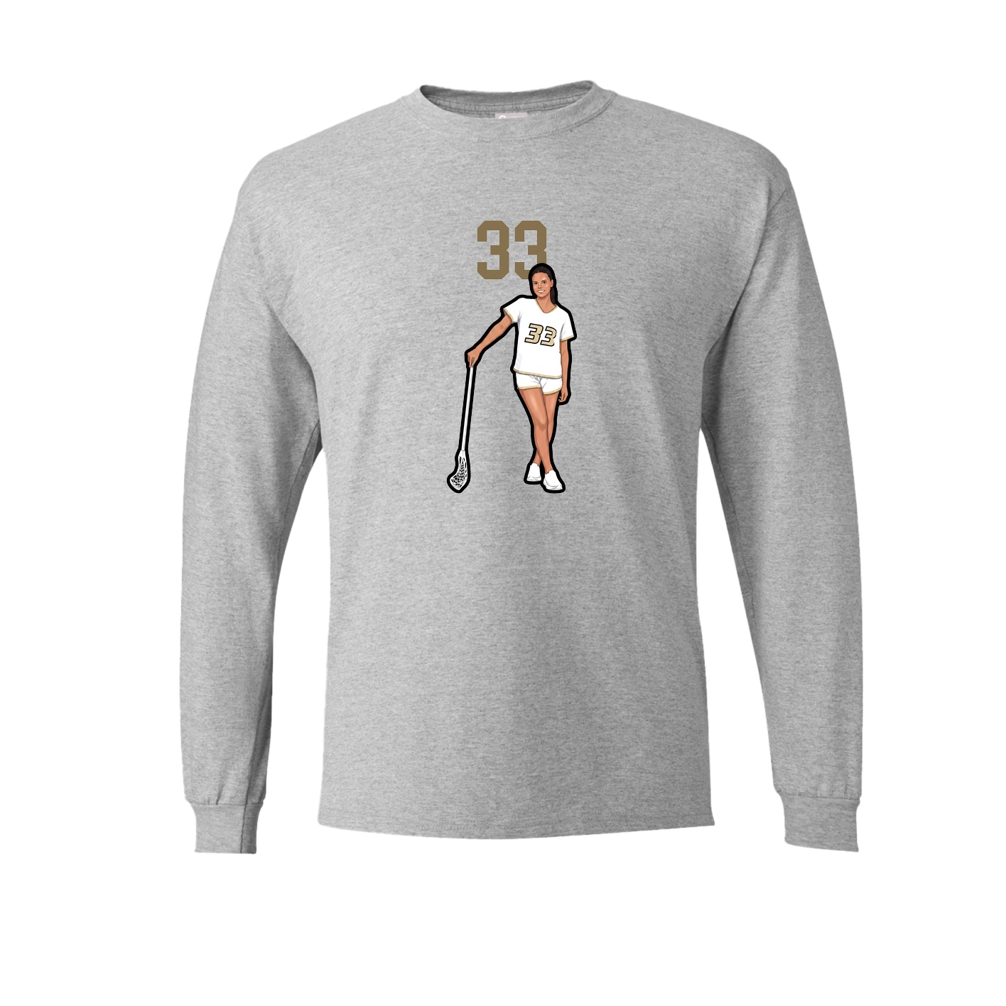 Long Sleeve Tee — Number Top in Grey