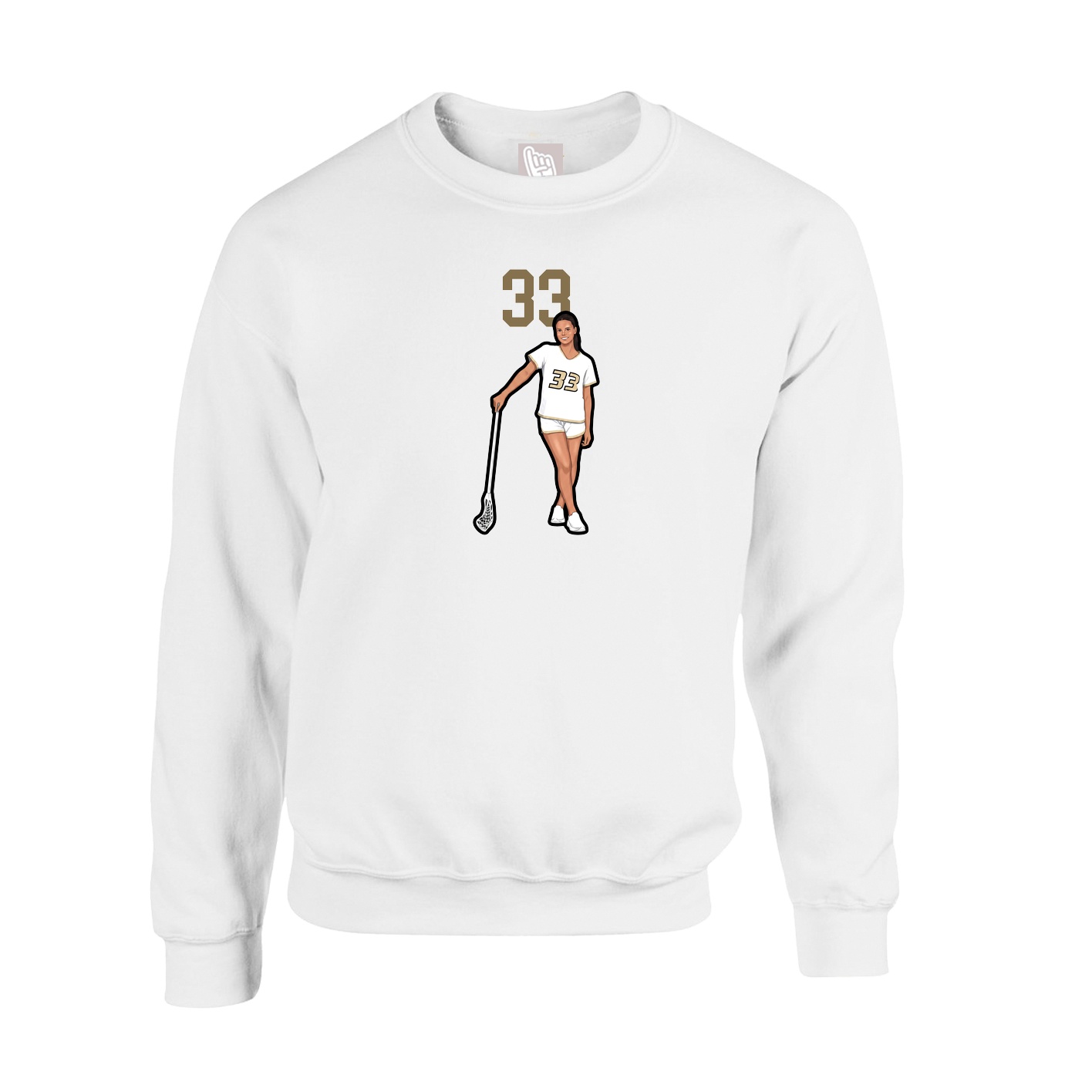 Fleece Crew — Number Top in White