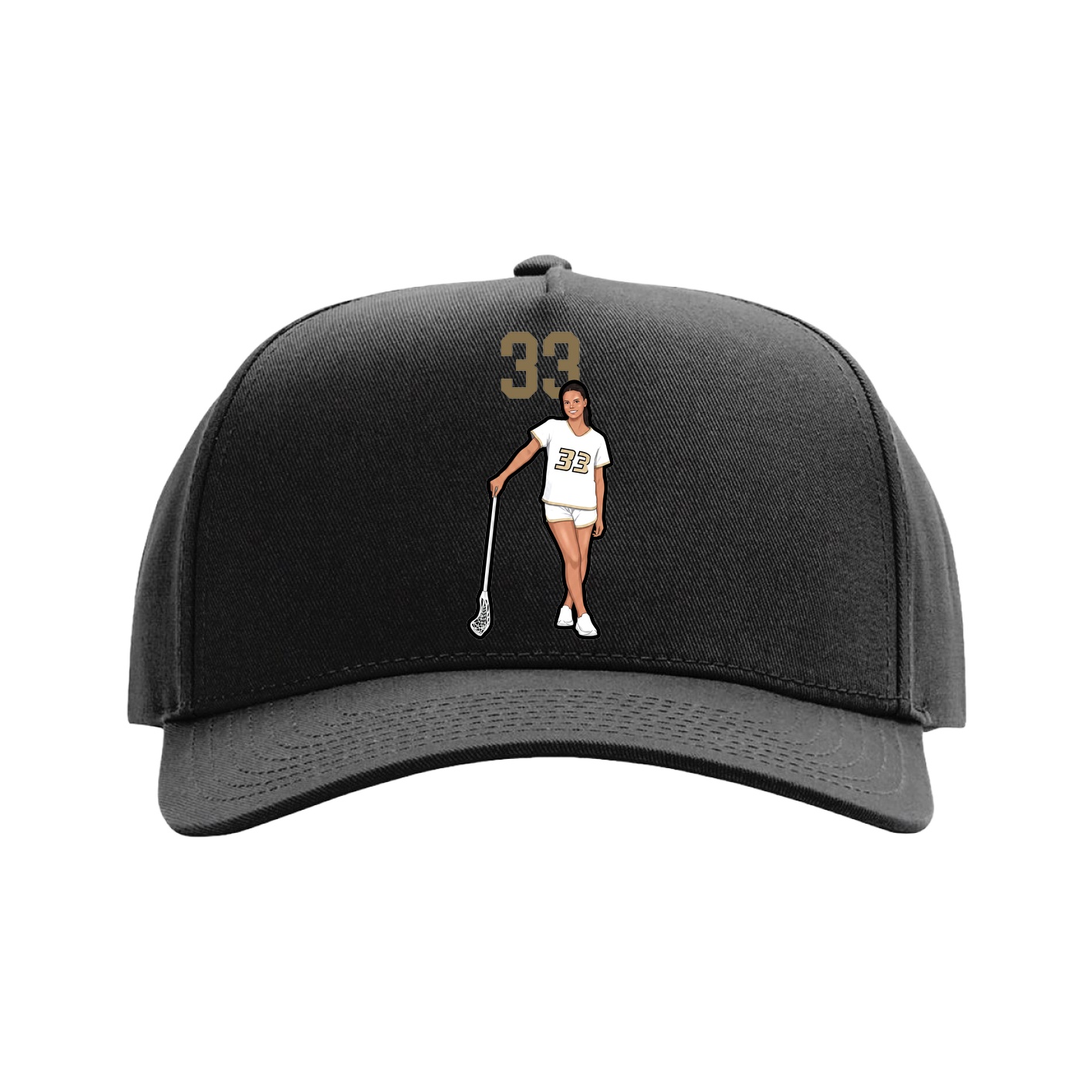 Full Fabric Five-Panel Champ Cap — Number Top in Black